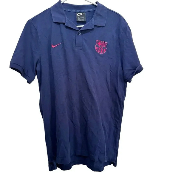 Nike Blue FC Barcelona Official Short Sleeve Polo Shirt Size Medium - Picture 1 of 3